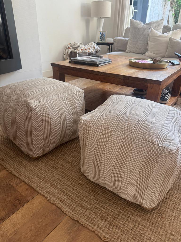 Xenos Poefs - Set van 2, Minder dan 50 cm, Vierkant, Ophalen of Verzenden, Zo goed als nieuw