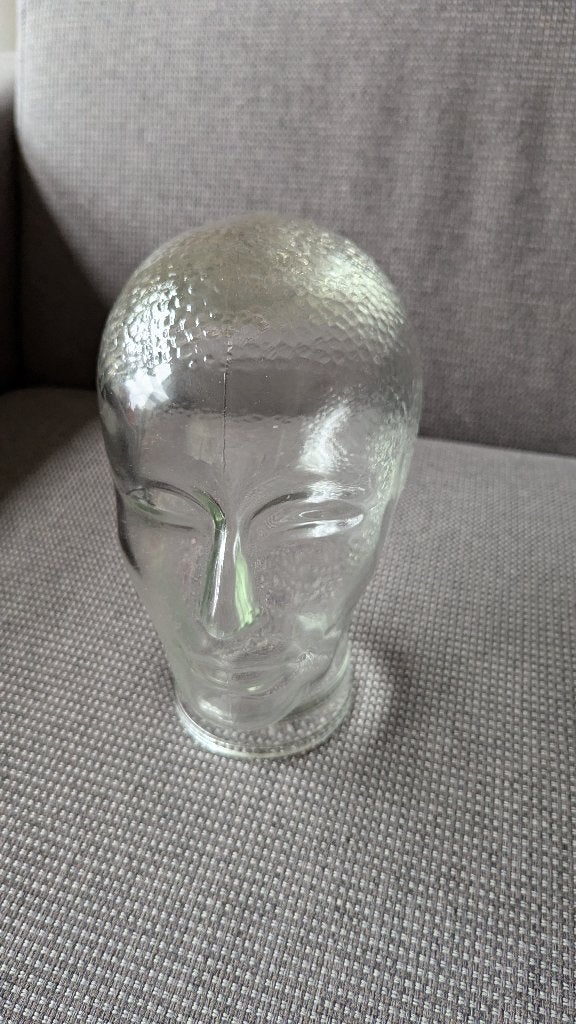 Vintage glazen hoofd mannequin hoofd, Antiek en Kunst, Antiek | Glas en Kristal, Ophalen of Verzenden