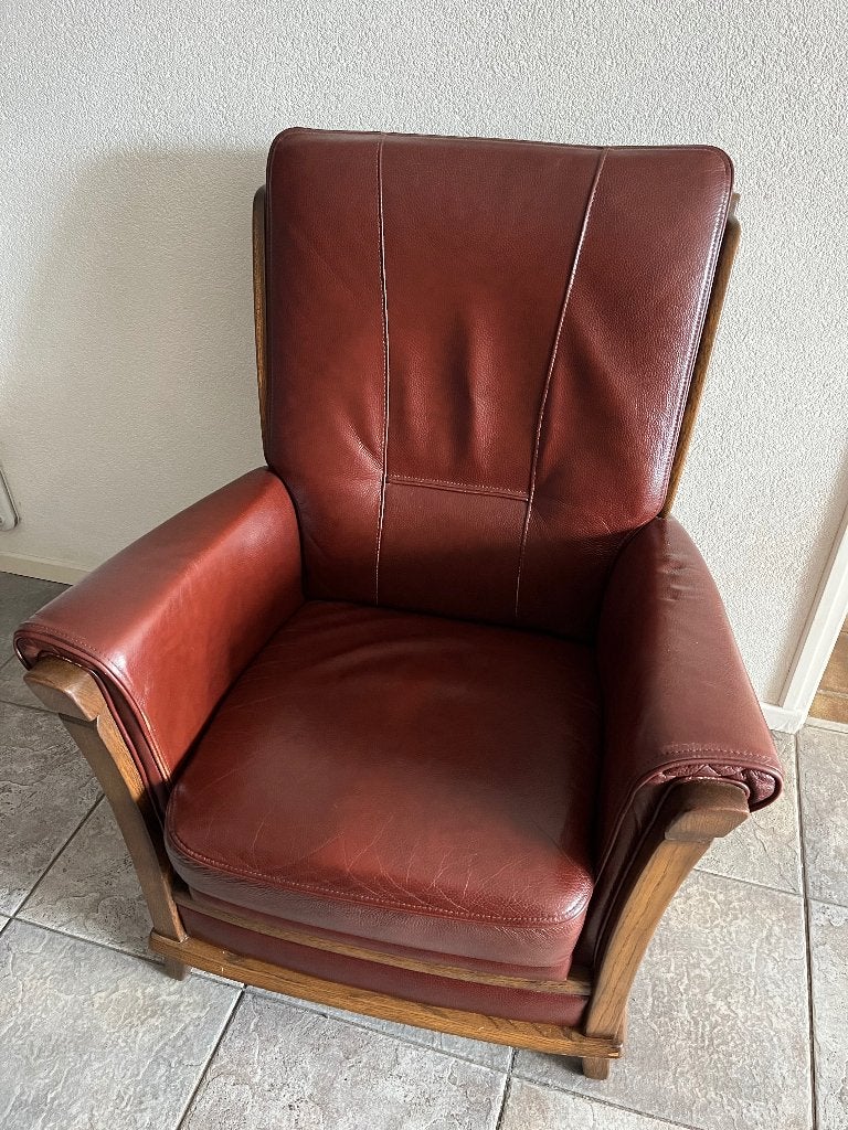Leren fauteuil, Ophalen, Gebruikt, 50 tot 75 cm, Leer