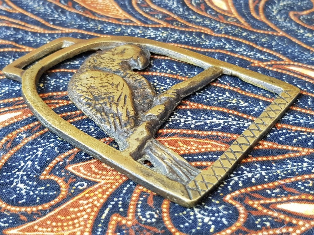 Mooi antiek papegaai kleppermannetje uit Engeland 9,4 cm., Ophalen of Verzenden, Koper