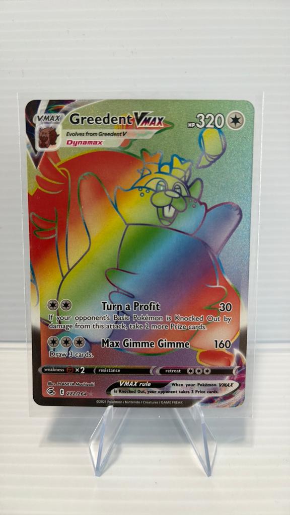 Greedent VMAX 272/264 Fusion Strike Pokémon Kaart NM, Ophalen of Verzenden, Zo goed als nieuw, Losse kaart, Foil