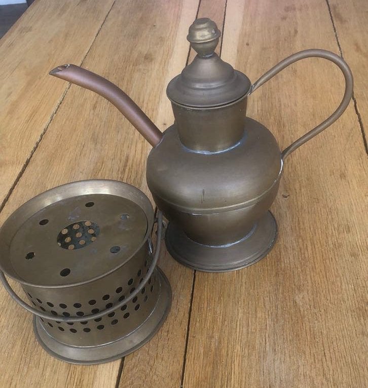 Koperen set kan en warmhouder, Antiek en Kunst, Ophalen of Verzenden