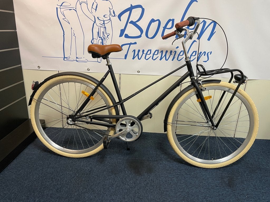 Union Flow 28/50cm 3v Transport Damesfiets Mat Zwart, Fietsen en Brommers, Velgrem, 47 tot 50 cm, Versnellingen, Zo goed als nieuw