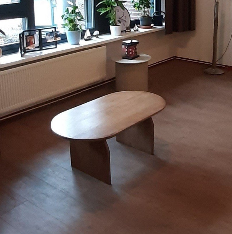 Houten, ovale salontafel, Huis en Inrichting, Ophalen, Ovaal, 100 tot 150 cm, 50 tot 100 cm