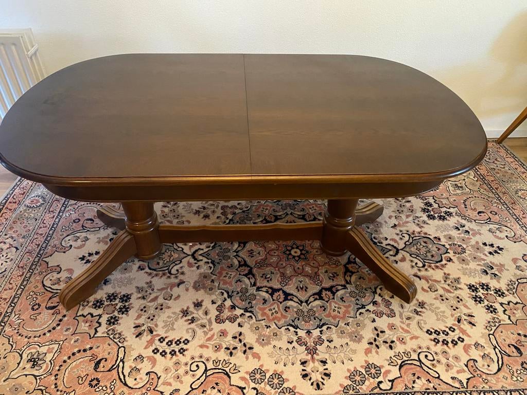 Uitschuifbare eettafel, donkerbruin, ovaal, walnoot, Antiek en Kunst, Ophalen