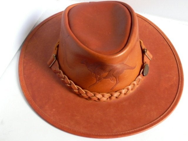 Genuine Leather Overlander hoed bruin - L - foto's, Kleding | Dames, Hoeden en Petten, Hoed, Overlander, Ophalen of Verzenden