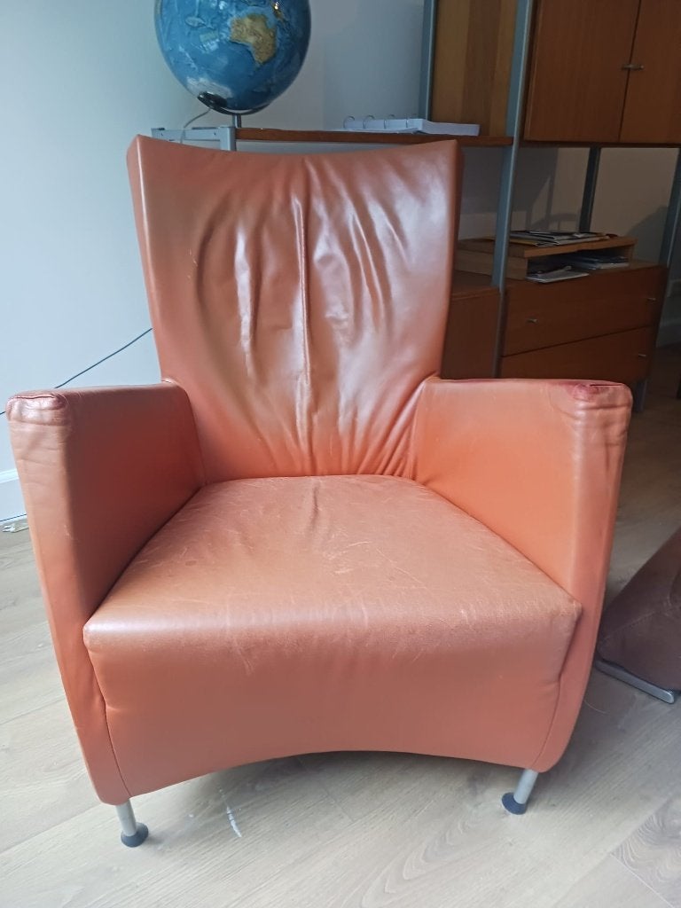 Gispen fauteuil, Huis en Inrichting, Ophalen, Gebruikt, Overige kleuren, Leer