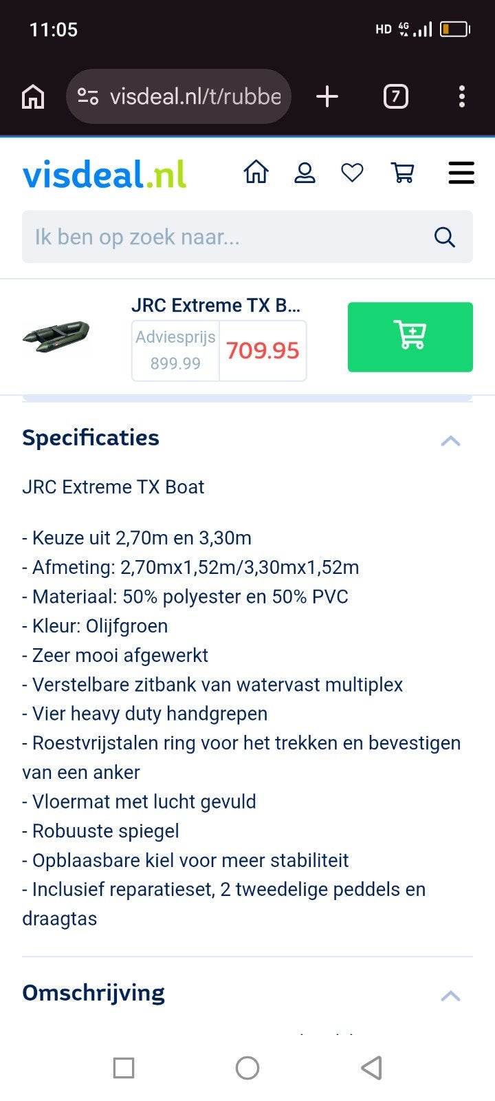 JRC Extreme Rubberboot 2.70 m, Eén persoon, Cadeaubon