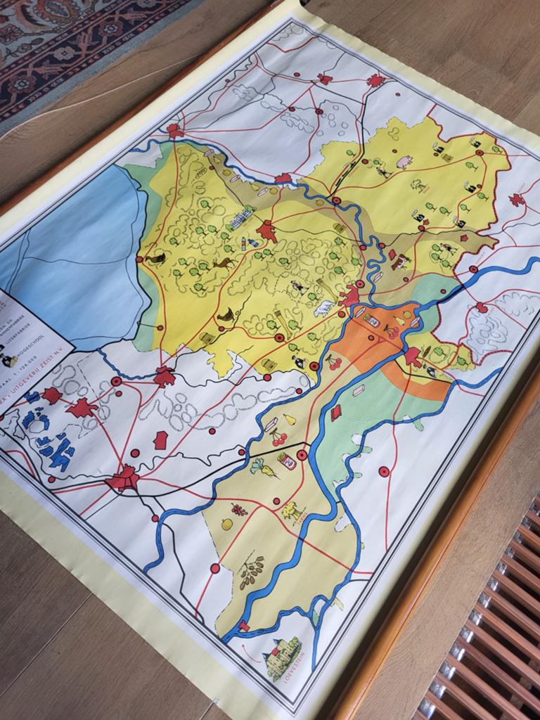 Mooie vintage schoolplaat van Gelderland., Ophalen, Aardrijkskunde