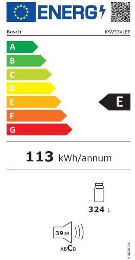 Bosch koelkast KSV33VLEP - Serie 4 - RVS, Zonder vriesvak, 200 liter of meer, BSH Huishoudapparaten, 60 cm of meer
