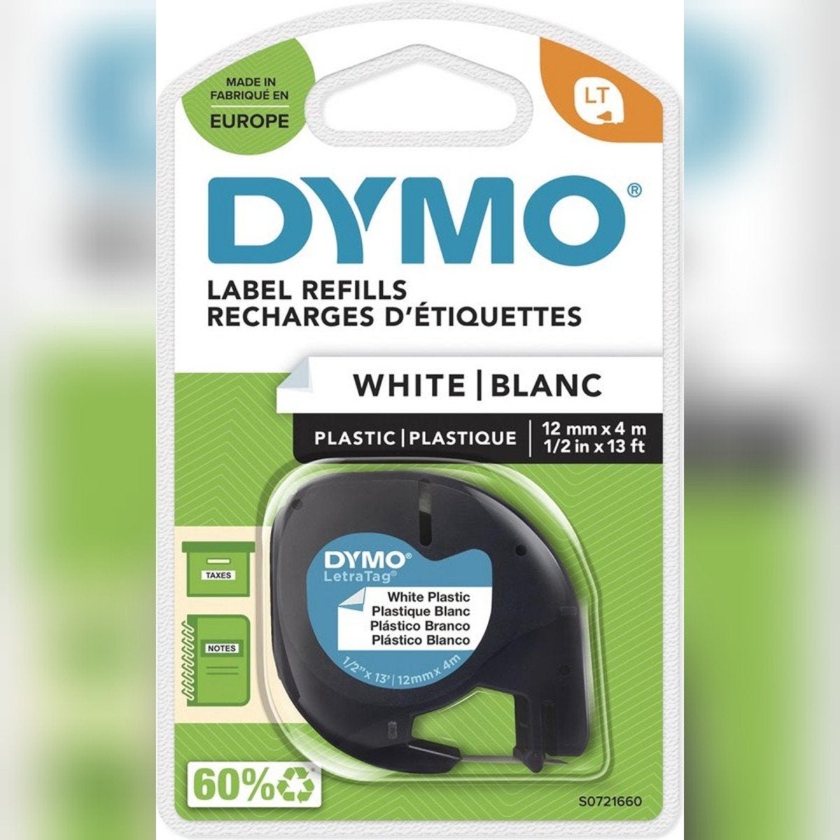 Navulling Witte Plastic Tape voor de DYMO LetraTag S0721660, Ophalen of Verzenden, Nieuw, Overige typen, DYMO