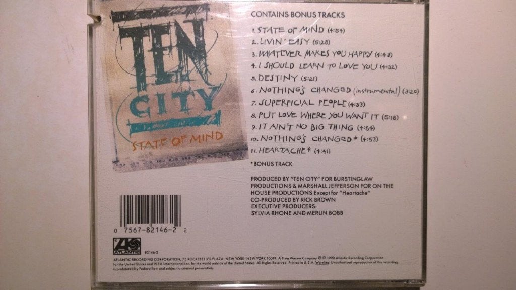 Ten City - State Of Mind, Cd's en Dvd's, Ophalen of Verzenden, Zo goed als nieuw, Dance, Album