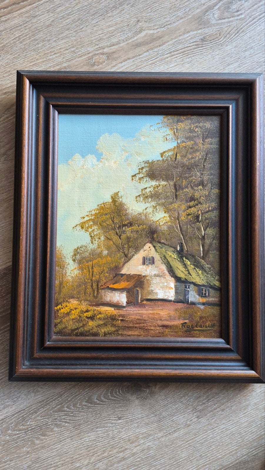 Schilderij 'Huisje in de natuur' gesigneerd Roeland, Ophalen of Verzenden