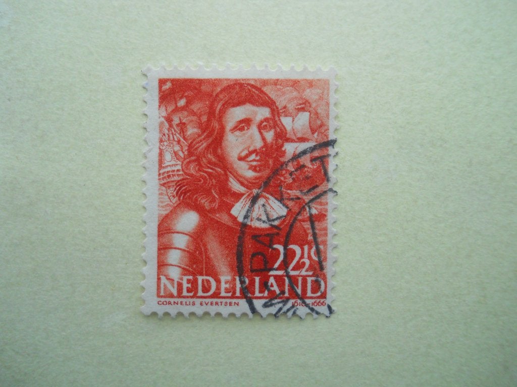 Nederland 1943 Cornelis Evertsen Nvph.418 stempel Pakketpost, Postzegels en Munten, Ophalen of Verzenden, Na 1940, Gestempeld