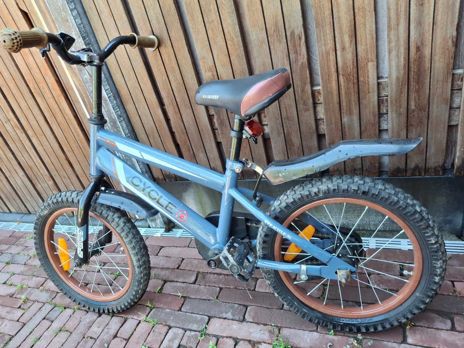 Kinderfiets Cycle 3, 16 inch, grijs/bruin, goede staat, Fietsen en Brommers, Terugtraprem, Ophalen, 2cycle, 16 tot 20 inch