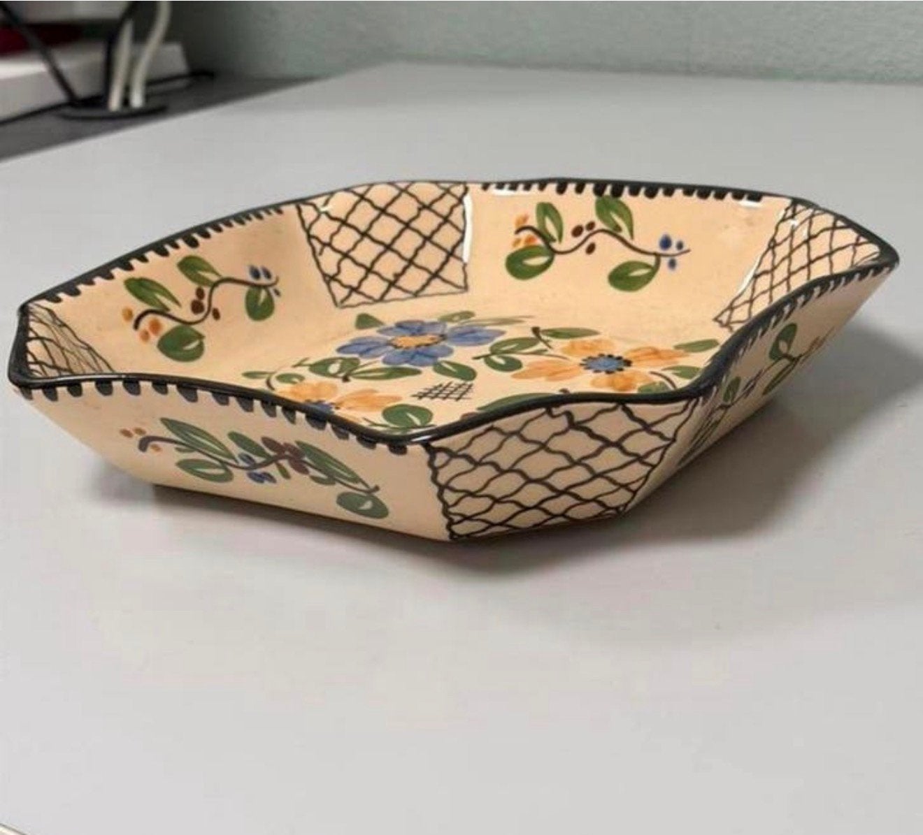 Vintage Handbeschilderde Aardewerk Schaal A Mertens Jamioulx, Ophalen of Verzenden