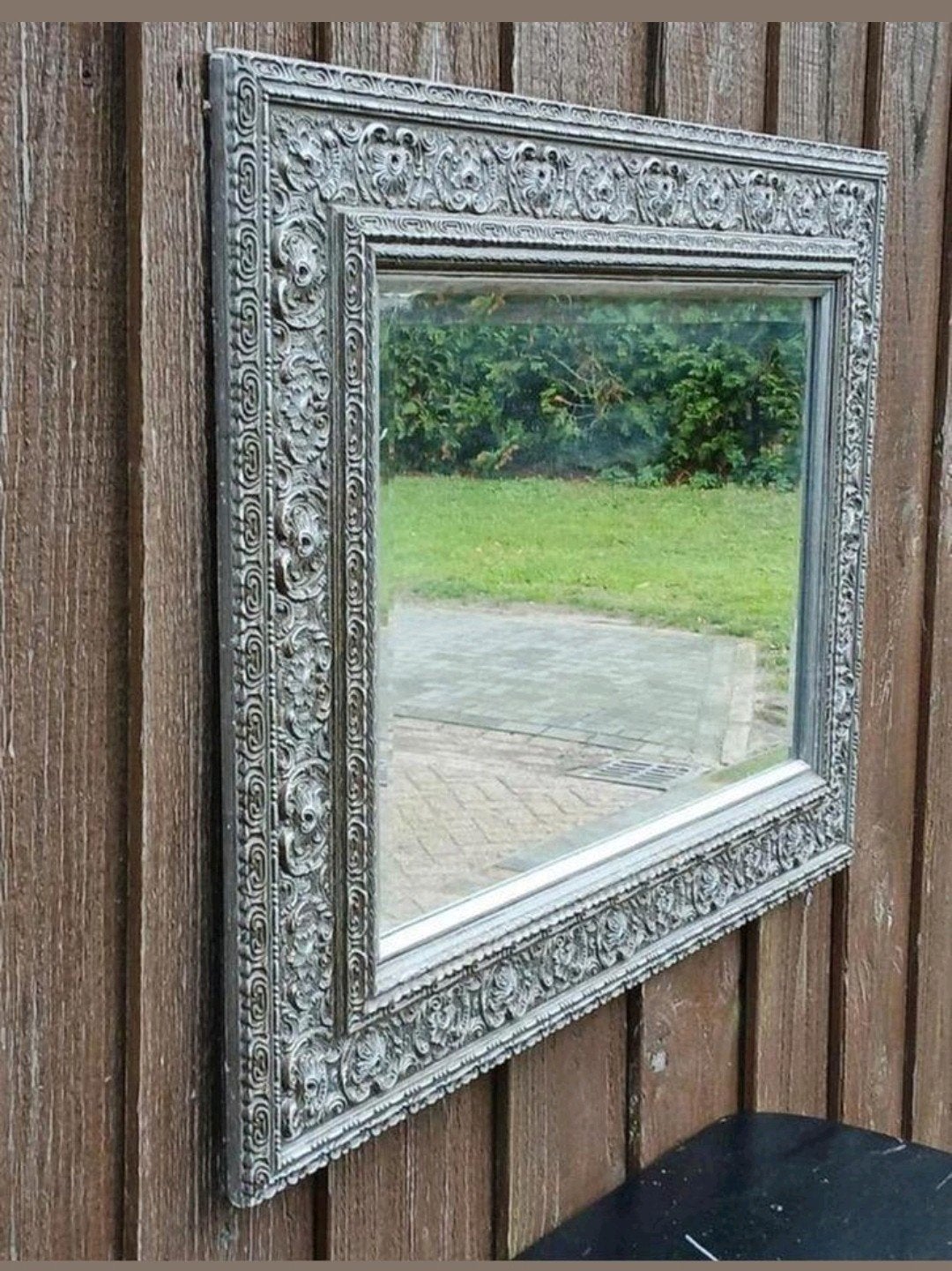Antieke Rechthoekige Spiegel met Ornamenten, Ophalen of Verzenden, Rechthoekig, 50 tot 100 cm, Minder dan 100 cm