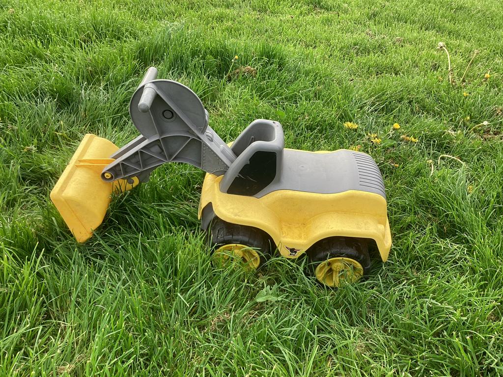 Kindergraafmachine loopvoertuig - Geel/Grijs, Kinderen en Baby's, Speelgoed | Buiten | Voertuigen en Loopfietsen, Ophalen, Gebruikt