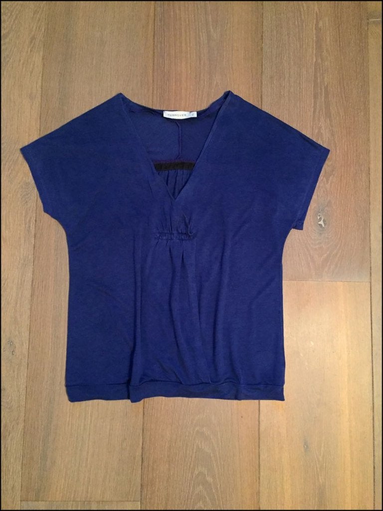 IZGS Turnover kobaltblauw soepelvallend overslagtopje medium, Maat 38/40 (M), Blauw, Zo goed als nieuw, Korte mouw