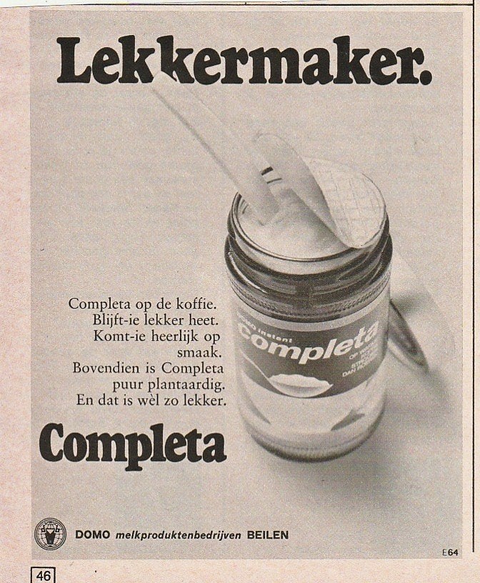 retro reclame 1971 Domo Completa zuivel lekkermaker, Verzamelen, Verzenden, Overige typen