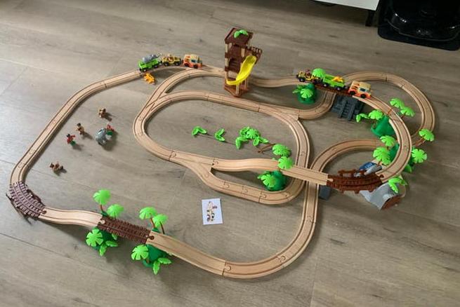 houten treinspoor. jungle set compleet!, Ophalen of Verzenden, Zo goed als nieuw