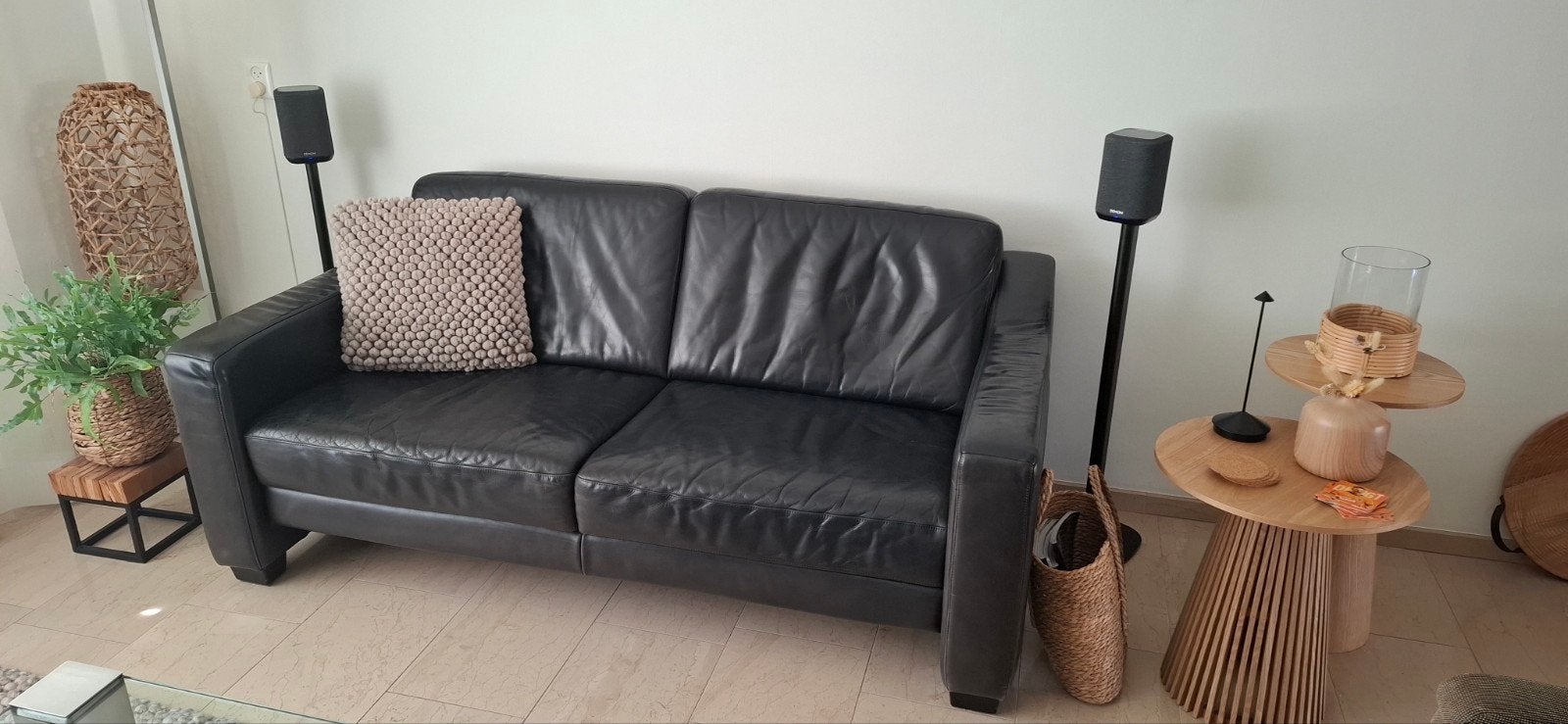 Comfortabele 2,5-zits leren bank, Ophalen, Gebruikt, 150 tot 200 cm, Tweepersoons