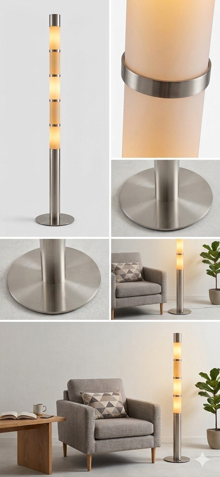 Moderne LED Vloerlamp - RVS met Melkglas, Huis en Inrichting, Lampen | Vloerlampen, Ophalen, 100 tot 150 cm, Zo goed als nieuw