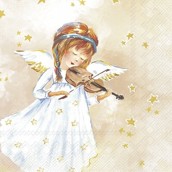 servetten (5x)  engel muziek angel decoupage hobby journal, Hobby en Vrije tijd, Overige thema's, Nieuw, Meerkleurig, Ophalen of Verzenden