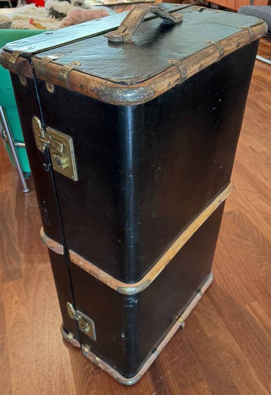 Antieke Art Deco engelse hutkoffer cabin wardrobe.747, Ophalen
