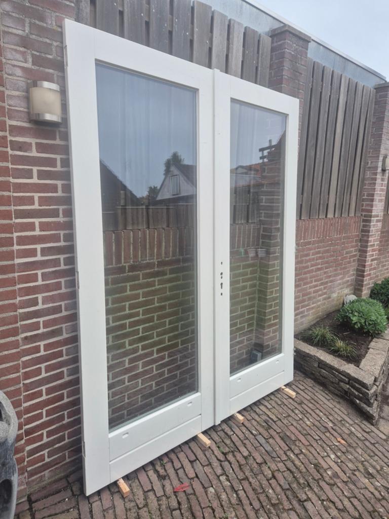 Dubbele tuindeuren met veel lichtinval!!!, Ophalen, Hout, 225 cm of meer, Deurkozijn