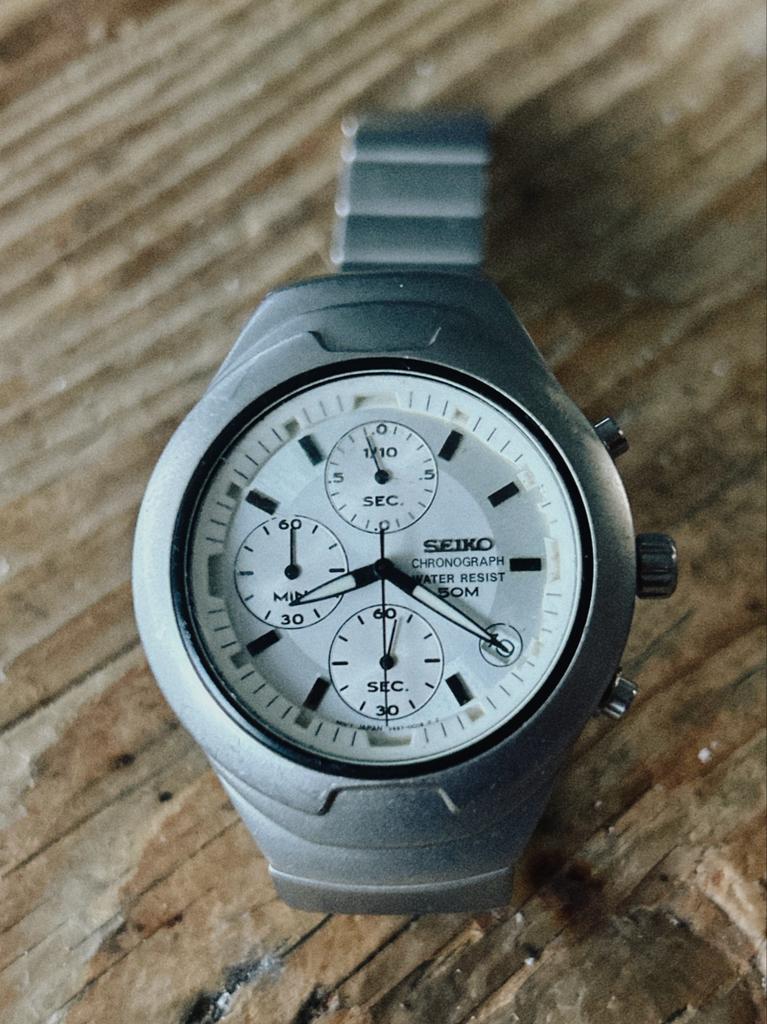 Seiko V657 Quartz Chronograaf Herenhorloge, Sieraden, Tassen en Uiterlijk, Horloges | Heren, Seiko, Gebruikt, Staal, Polshorloge