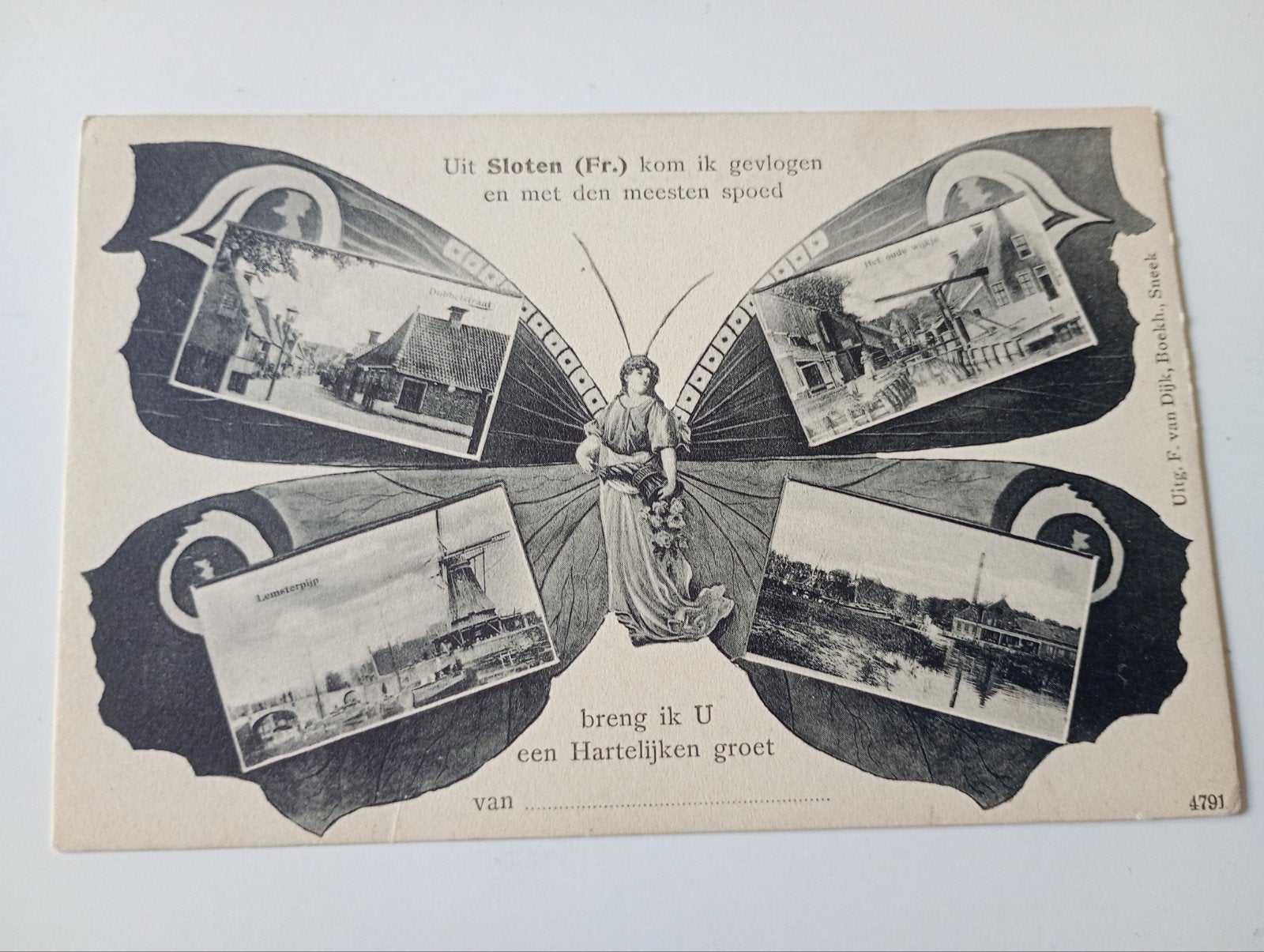 Sloten (Fr) Jugendstilkaart Vlinderkaart, Ophalen of Verzenden, Voor 1920, Ongelopen, Friesland