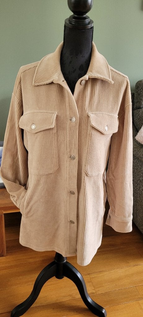 ESQUALO beige ribcord blouse jas maat M zgan, Kleding | Dames, Maat 38/40 (M), Beige, Esqualo, Ophalen of Verzenden