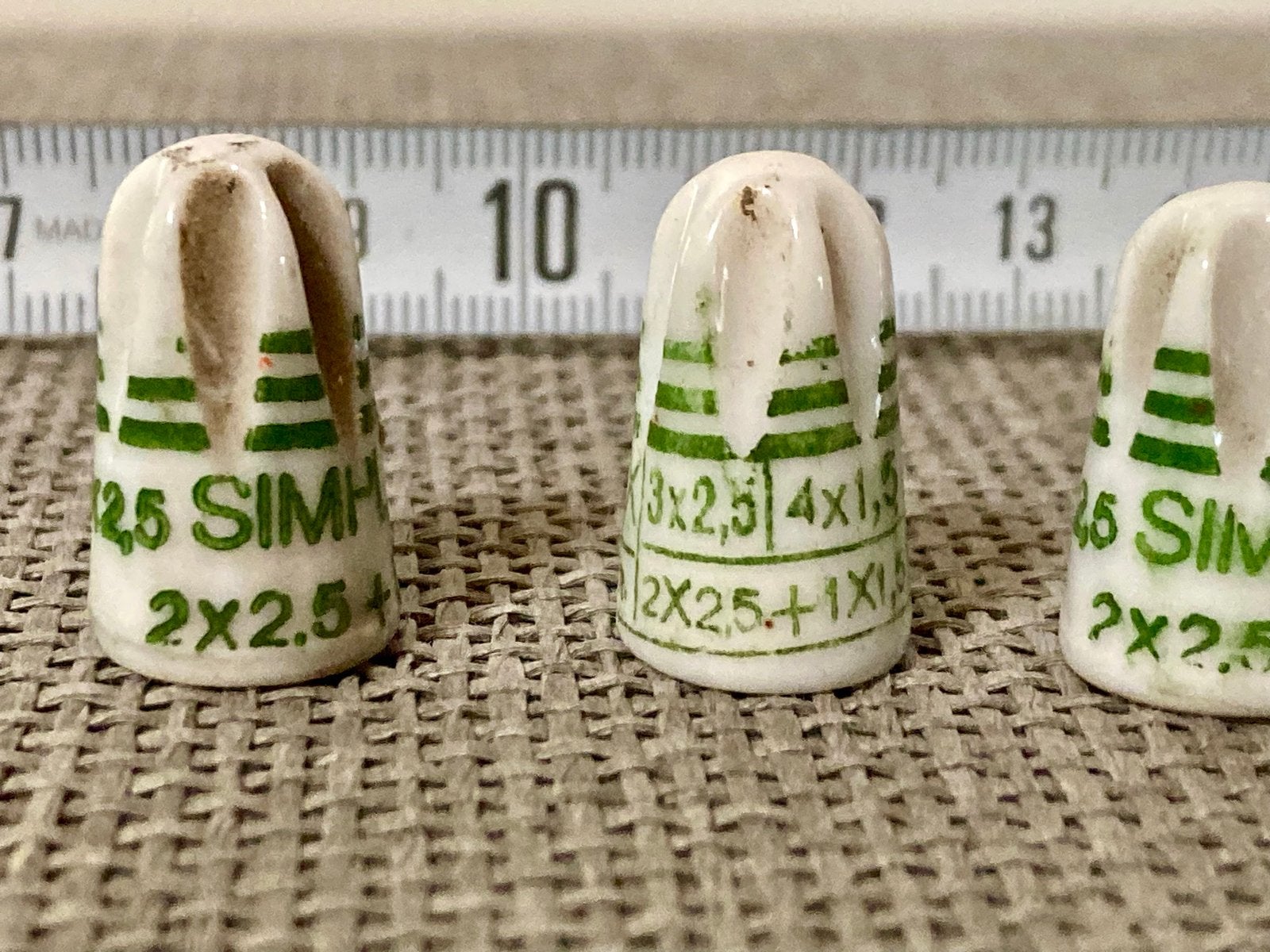 6 Antieke / Vintage SIMPLEX Keramiek / Porceleinen Lasdopjes, Ophalen of Verzenden