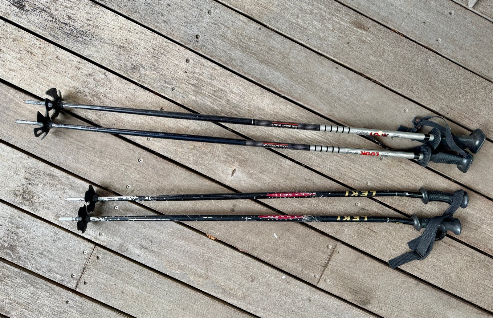 Ski-stokken - Leki en Look (2 paar), Overige merken, Gebruikt, Stokken, 100 tot 140 cm