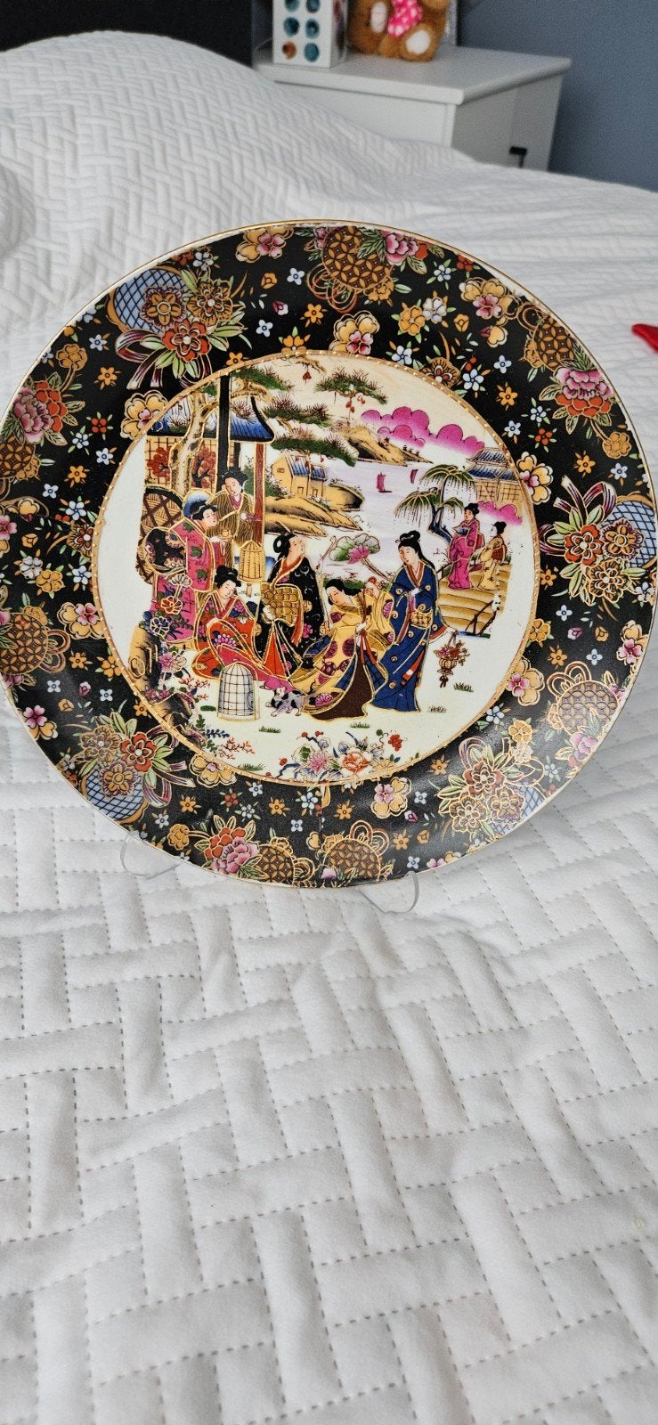 Decoratieve Chinese bord en pot met deksel, Ophalen of Verzenden