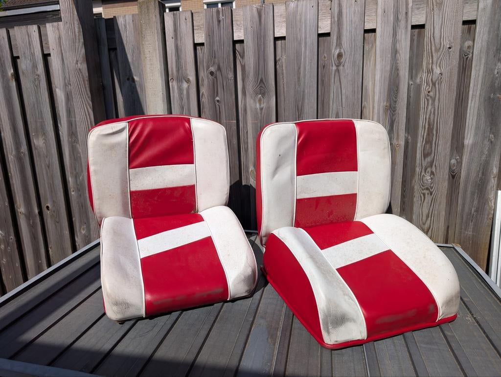 Bootstoelen rood/wit - 2 stuks, Watersport en Boten, Ophalen, Gebruikt, Interieur en Kussens