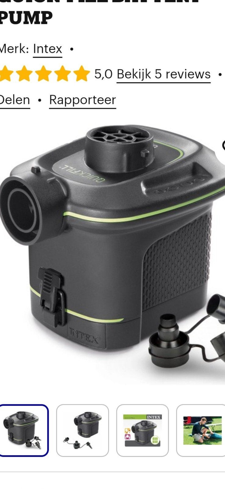 Intex Quick-Fill Batterij Pomp - Elektrische Luchtpomp, Caravans en Kamperen, Luchtpompen, Ophalen