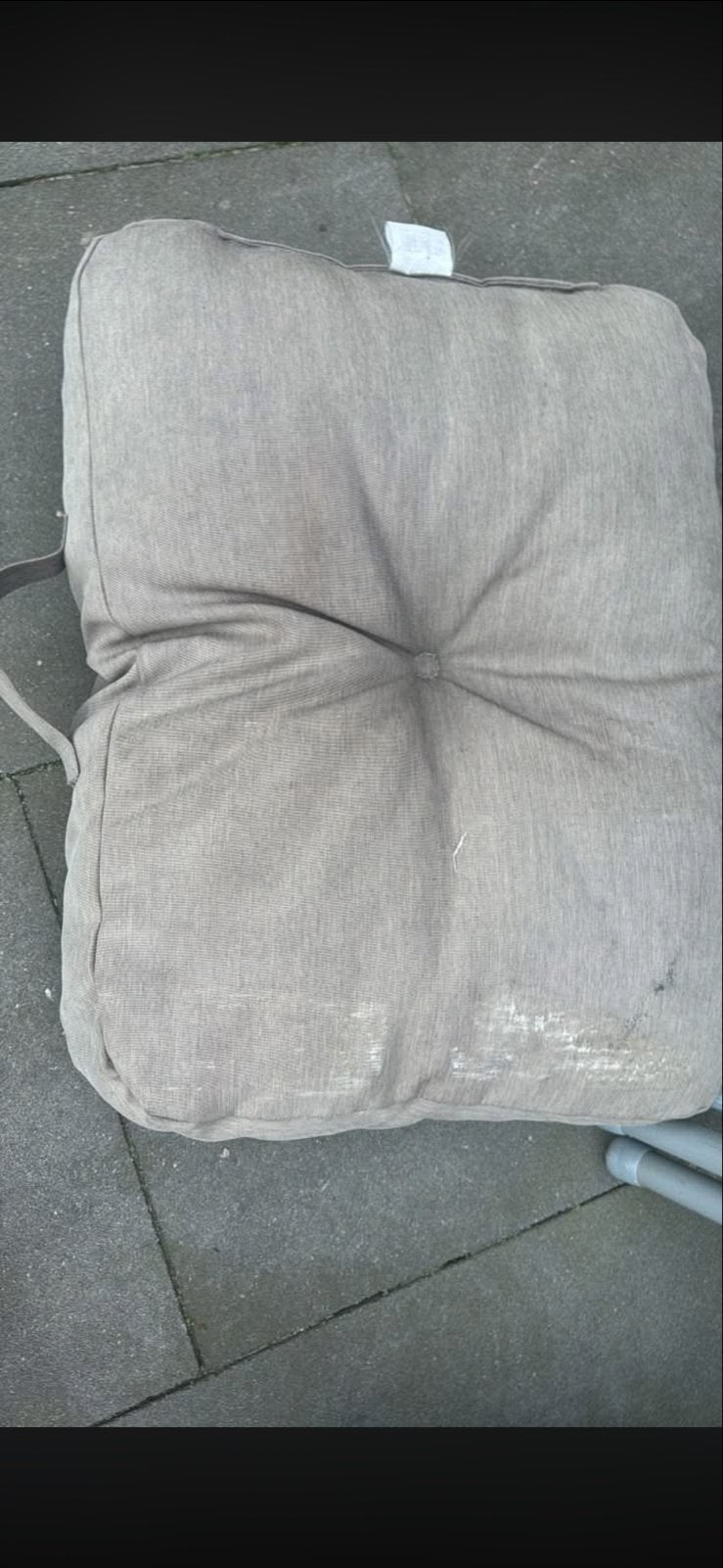 Grijze palletkussenset: 2 zitkussens, 4 rugkussens, Tuin en Terras, Gebruikt, Loungeset, Bank, Ophalen