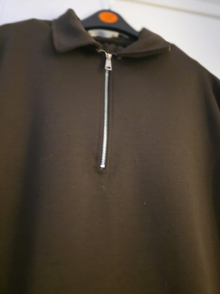 Donkerbruin tweedelig pak met rits, Kleding | Dames, Jasjes, Kostuums en Pakken, Kostuum of Pak, Bruin, Maat 42/44 (L), Nieuw