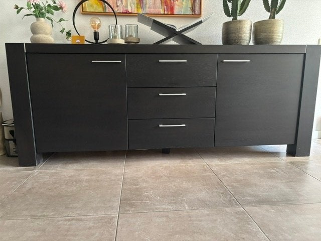 Modern dressoir Dark Grey /heel donker bruin/zwart, Huis en Inrichting, Ophalen, Gebruikt, Eikenhout, Met lade(s)