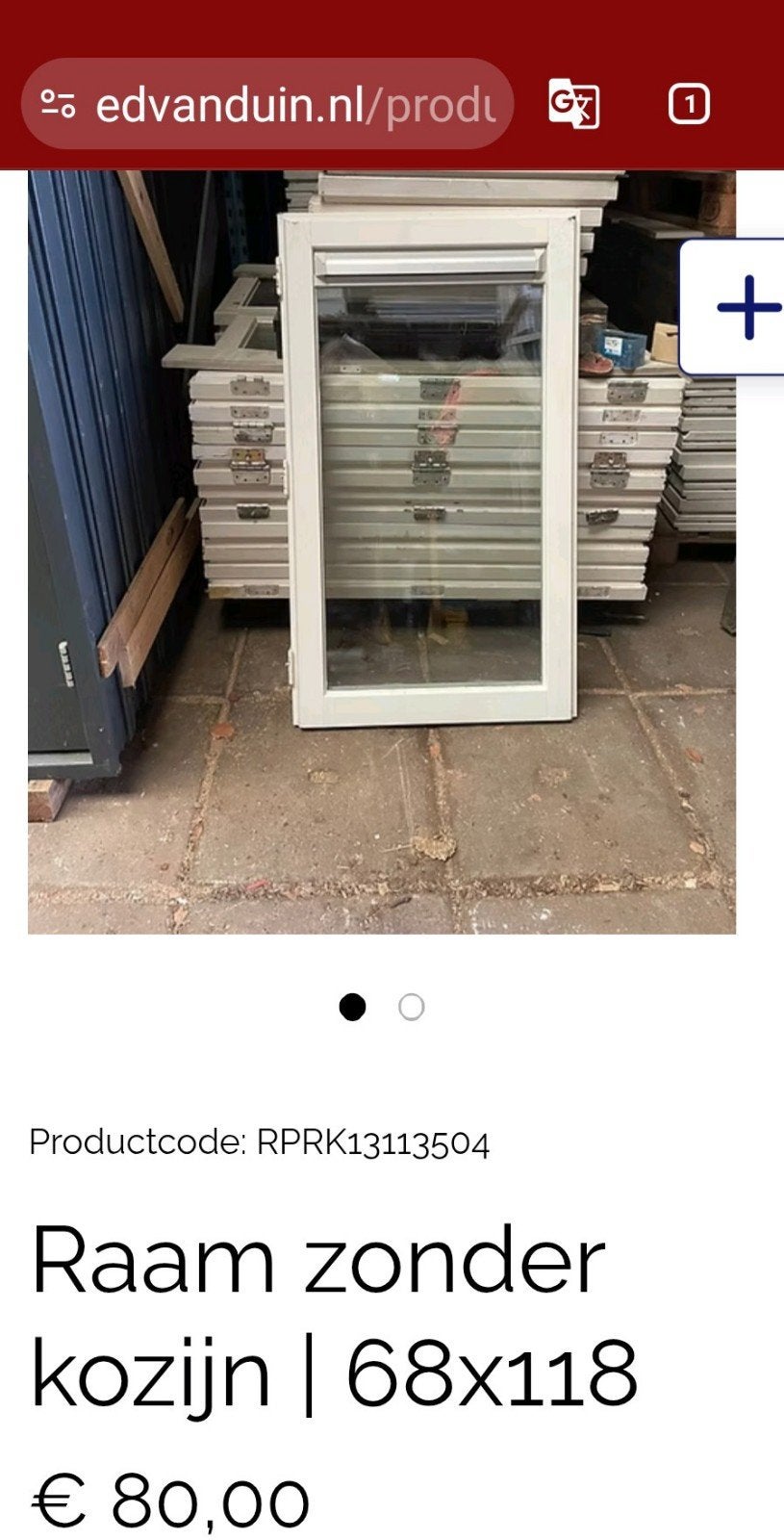 raam zonder kozijn dubbele beglazing, Doe-het-zelf en Verbouw, Gevelraam of Ruit, Minder dan 80 cm, 80 tot 120 cm, Ophalen of Verzenden