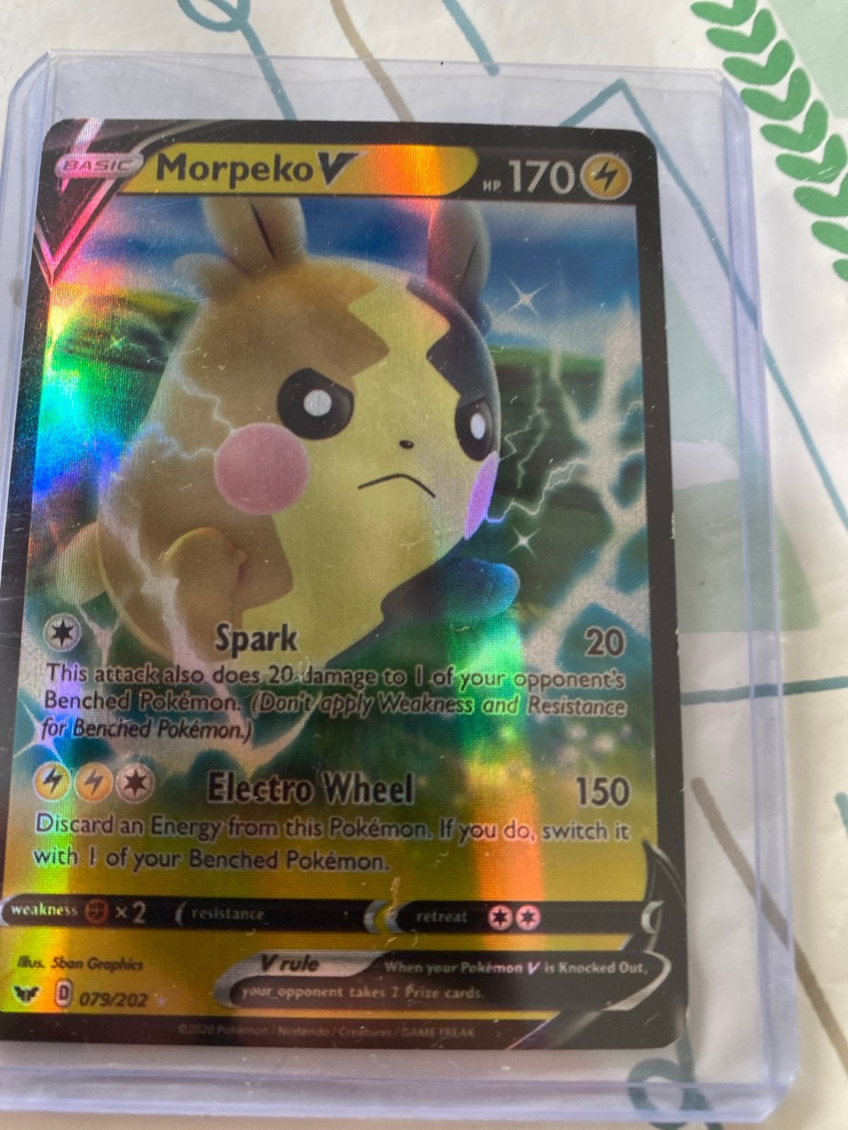 Morpeko V Pokémon Kaart (079/202) - Zo goed als nieuw, Ophalen of Verzenden, Zo goed als nieuw, Losse kaart, Foil