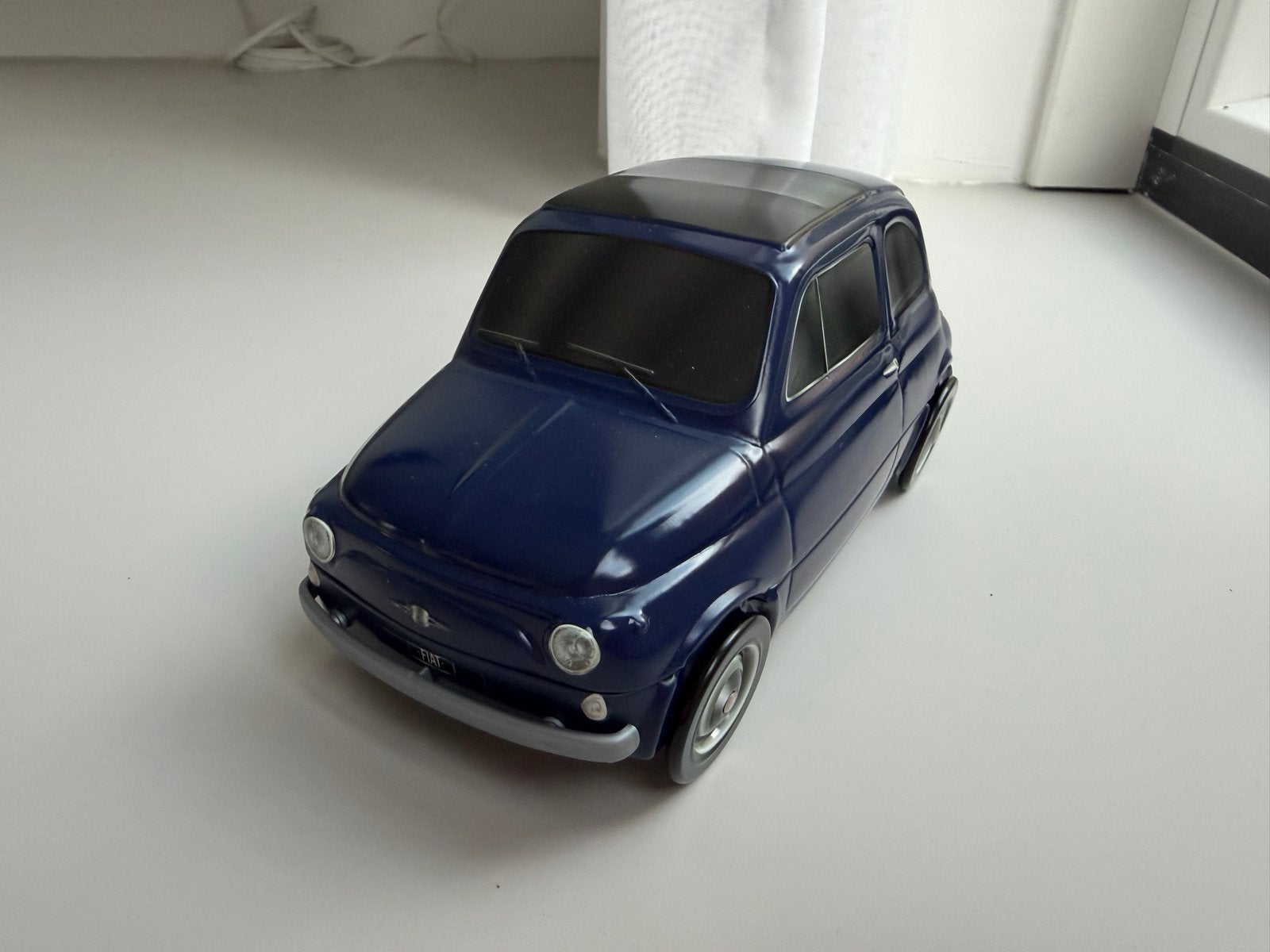 Fiat 500 koekblik / blikken auto - Donkerblauw, Overige merken, Ophalen of Verzenden, Zo goed als nieuw, Groter dan 1:32