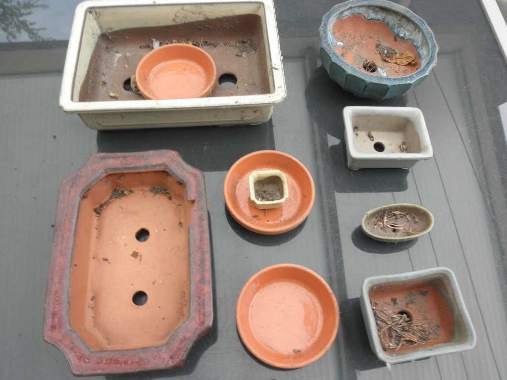 2 x Bonsaischaaltjes en bakjes, Tuin en Terras, Bloempotten, Ophalen of Verzenden, Overige vormen, Aardewerk, Minder dan 40 cm