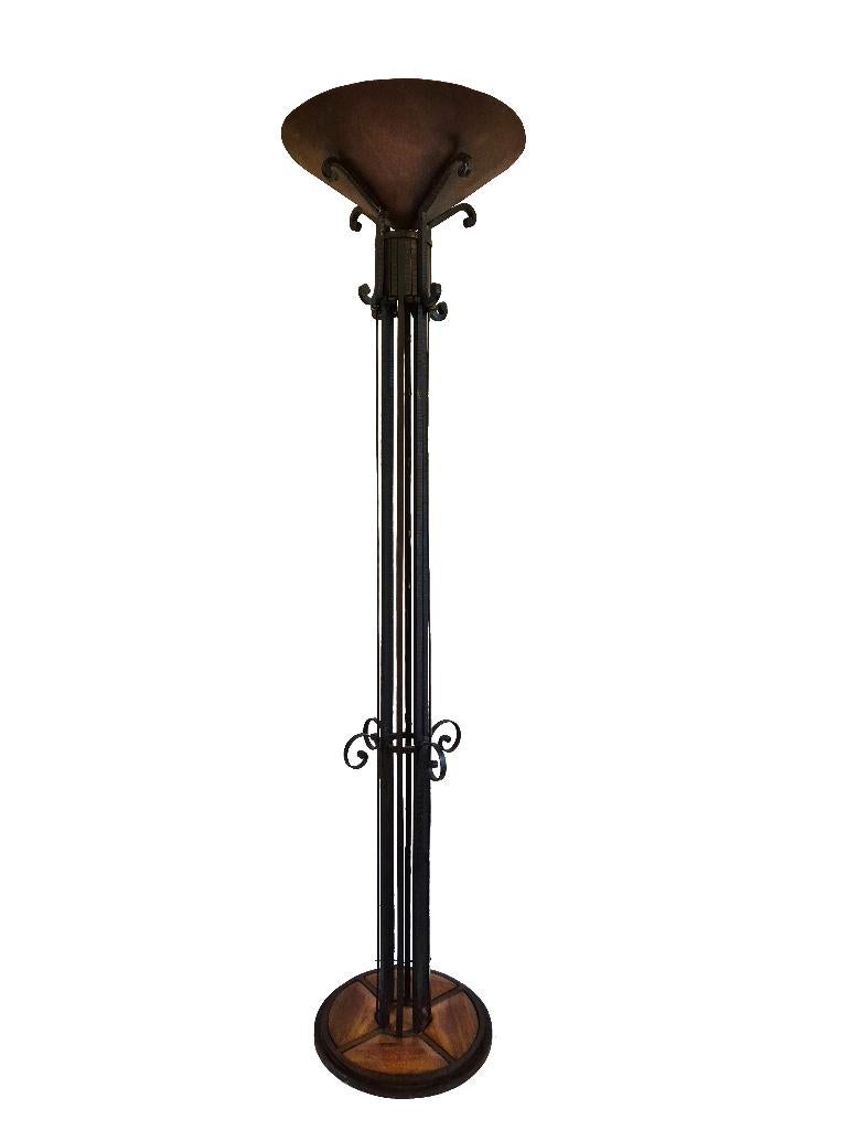 Fantastische vintage Naive Amsterdamse School vloerlamp, Ophalen, Gebruikt, Hout, 150 tot 200 cm