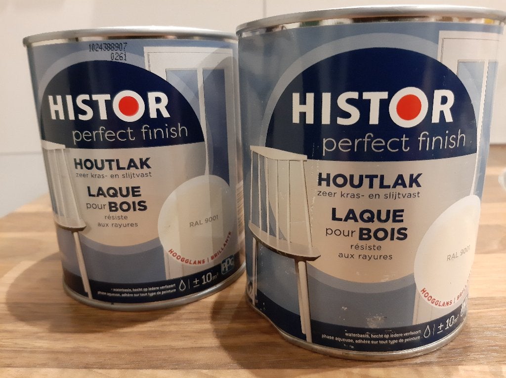 2 x HISTOR Perfect Finish houtlak op waterbasis, Wit, Nieuw, Ophalen of Verzenden, Lak