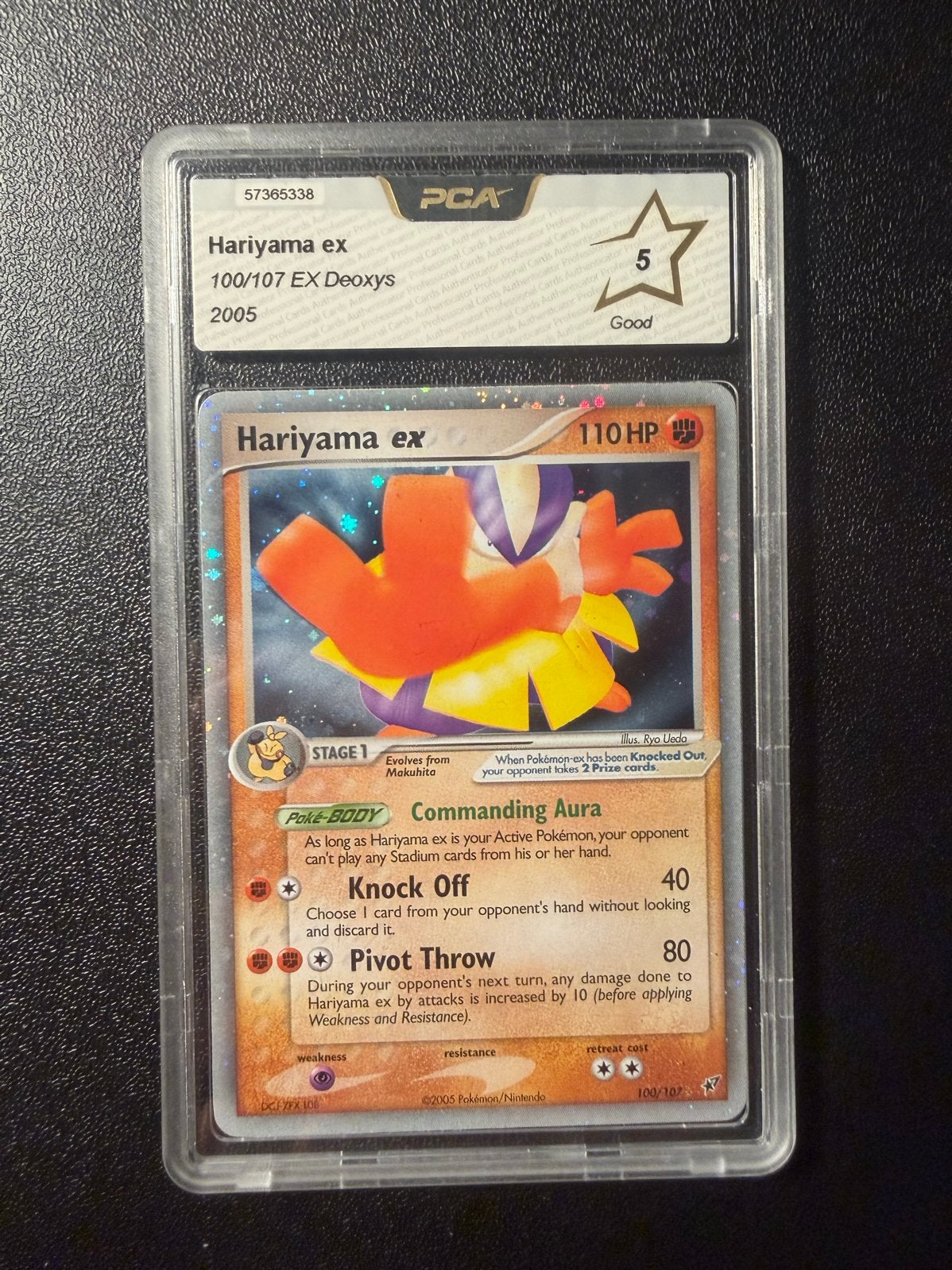Hariyama ex 100/107 EX Deoxys PCA 5 Pokémon Kaart, Ophalen of Verzenden, Gebruikt, Losse kaart, Foil