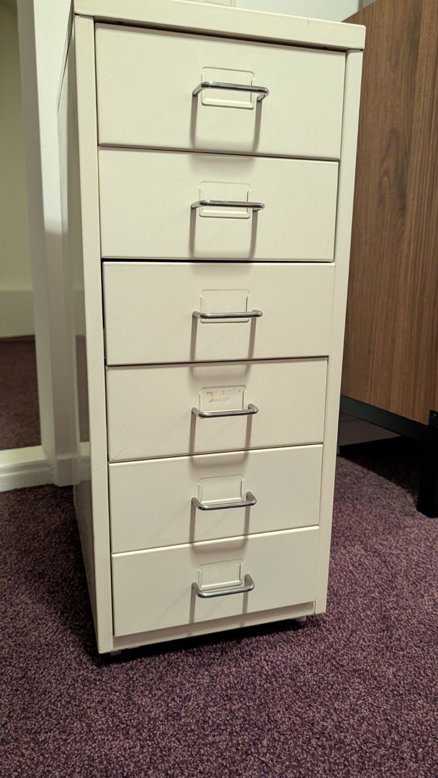 Metalen ladekast met 6 laden - Crème/Wit, Huis en Inrichting, Ophalen, Minder dan 50 cm, Gebruikt, 5 laden of meer