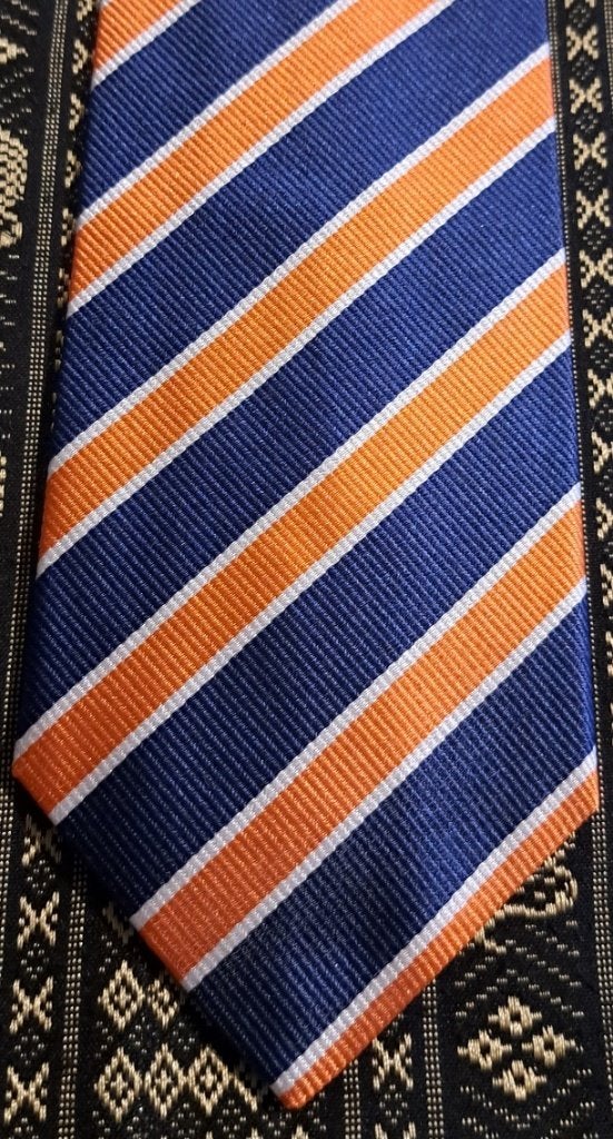 Stropdas oranje-blauw-wit gestreept, Ophalen of Verzenden, Nieuw, Blauw